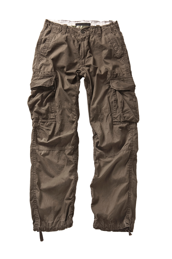 Brown cargo pants on a white background